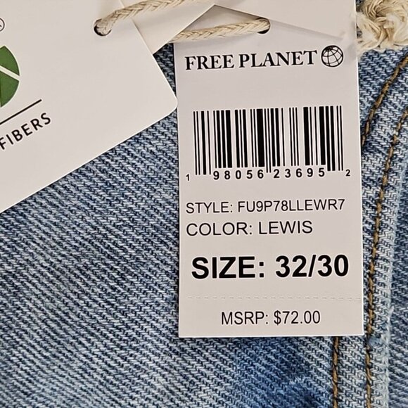 Free Planet Jeans Men's 32x30 Light Wash Relaxed Tapered NWT Earth Friendly NEW - Picture 8 of 16